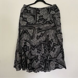 LRL Black and White Paisley Skirt